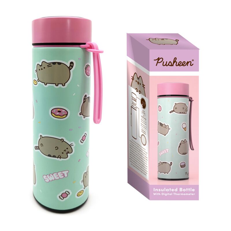 Reusable Insulated Drinks Bottle Digital Thermometer - Pusheen the Cat Sweets