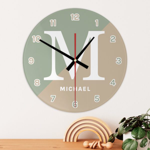 Split Colour Natural Glass Wall Clock