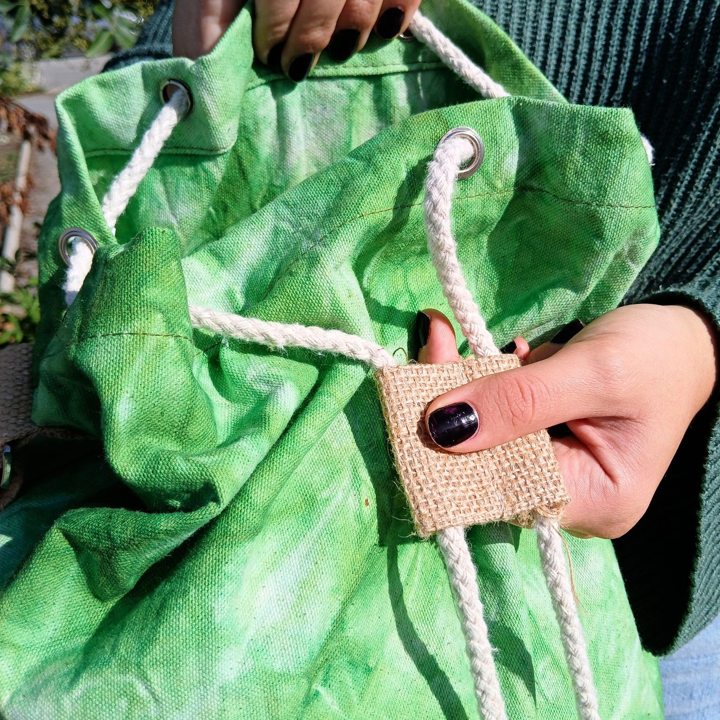 All Natural Backpack - Green Stonewash - Tree of Life