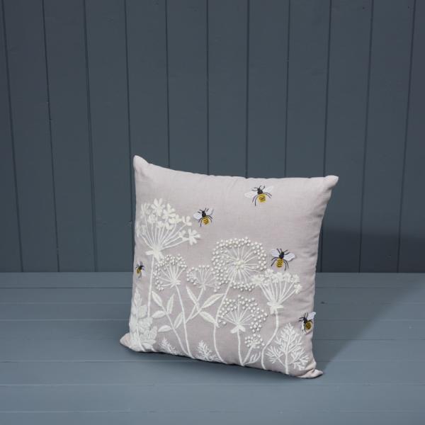 Handmade Washable Cotton Embroidered Cushion with Filling 40.5x40.5cm