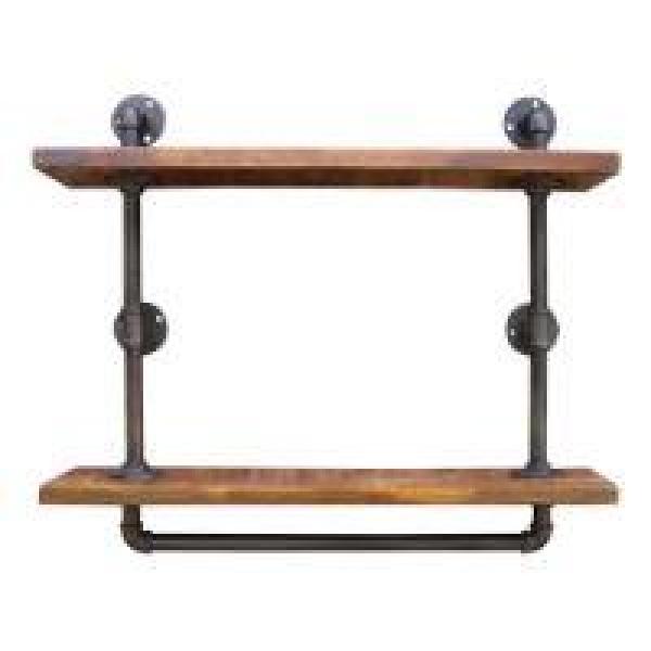 Industrial Pipe Wall Shelf with 2 Shelves