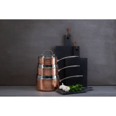 Minerva Medium 18 Cm Hammered Saucepan With Lid