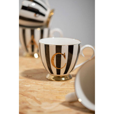 Duchess Black and White C Monogram Mug