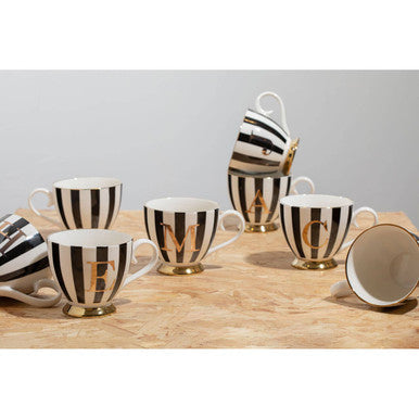 Duchess Black and White C Monogram Mug