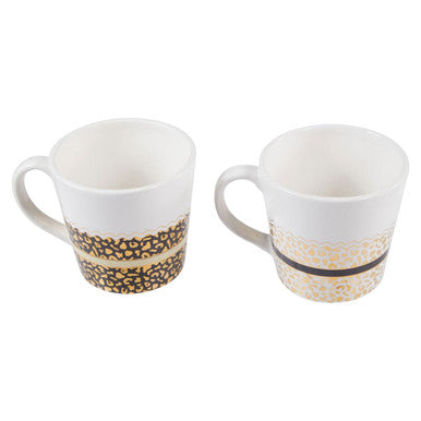 London Set Of Two Leopard Print Mugs