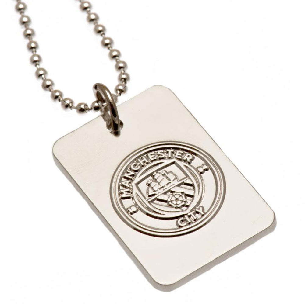 Manchester City FC Silver Plated Dog Tag & Chain