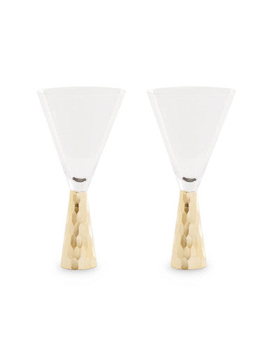 Set Of Two Astrid Wine Glasses With Gold Finish Stem