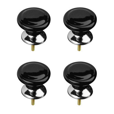 Set Of 4 Classic Design Black Ceramic Drawer Knobs
