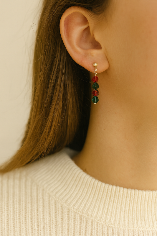 Scarlet and Emerald Crystal Earrings