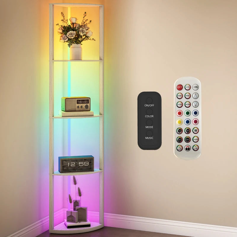 HOMCOM RGB LED Floor Lamp with Shelves
