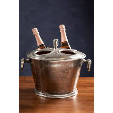 Rustic Antique Silver 4 Bottle Wine Cooler