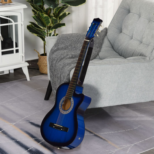 HOMCOM 38 Inch Full Size Blue Classical Acoustic Electric Guitar