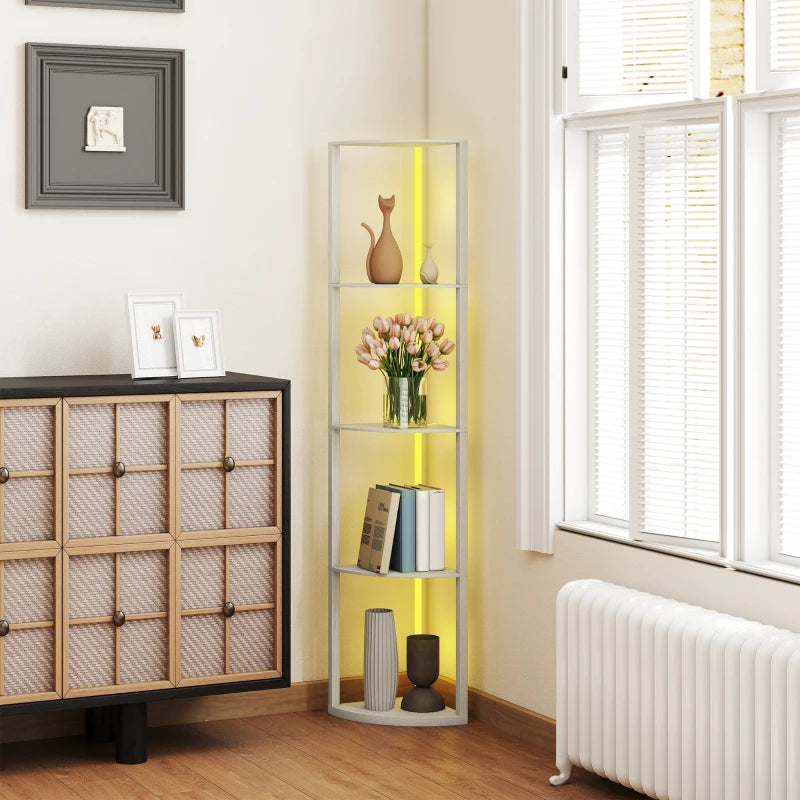 HOMCOM RGB LED Floor Lamp with Shelves