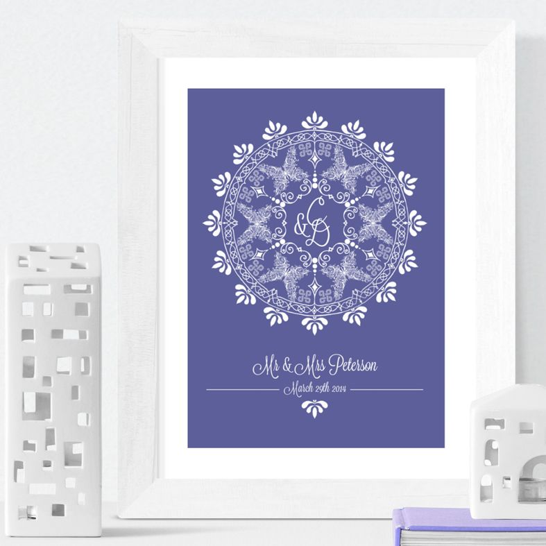 Wedding Butterflies Personalised Love Print - A3