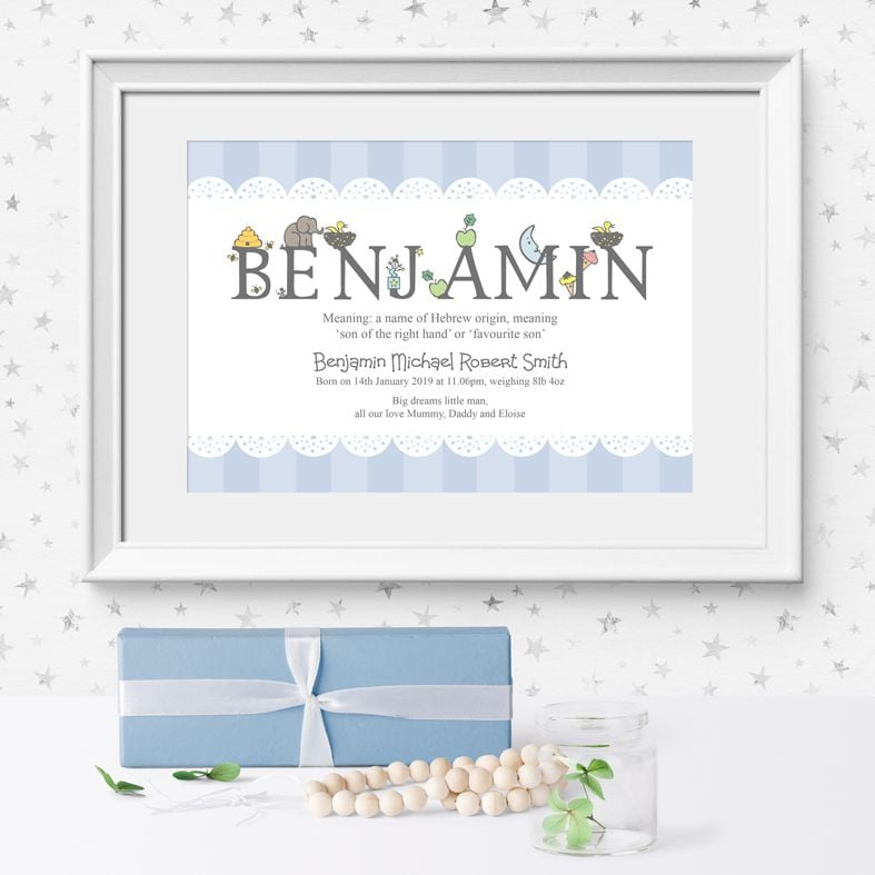 Alphabet' Personalised Name Meaning Nursery Print