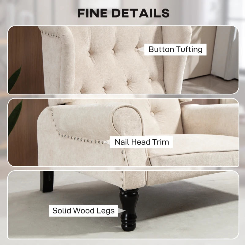 HOMCOM 150° Reclining Vintage Armchair, with footrest - Beige