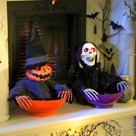 Outsunny 2pcs Animated Halloween Sweet Bowl