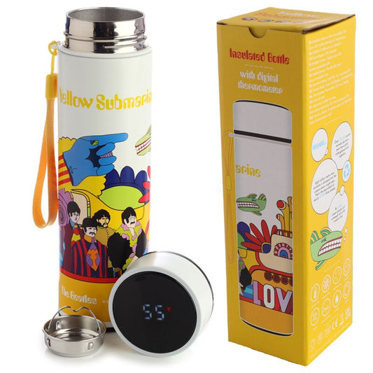 Reusable Insulated Drinks Bottle Digital Thermometer - Yellow Submarine