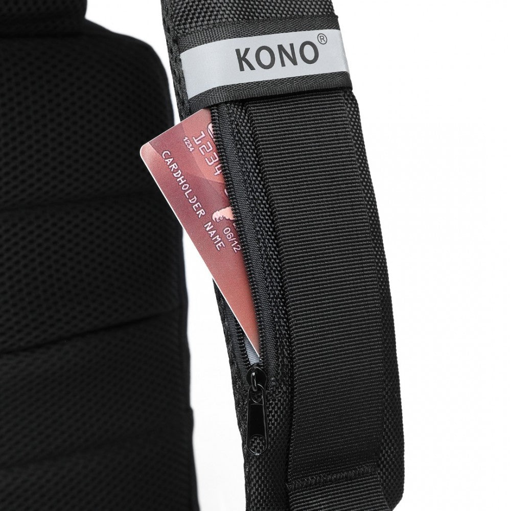 Kono Smart Sling Chest Bag With Usb Charging Port Lightweight Single Strap Crossbody Backpack