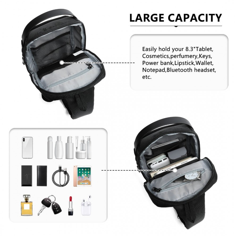 Kono Smart Sling Chest Bag With Usb Charging Port Lightweight Single Strap Crossbody Backpack