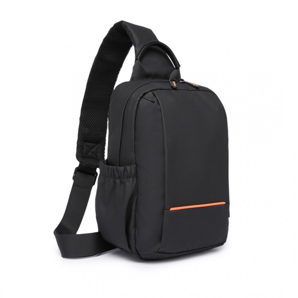 Water resistant ultra-thin lightweight sling chest bag with reflective trim