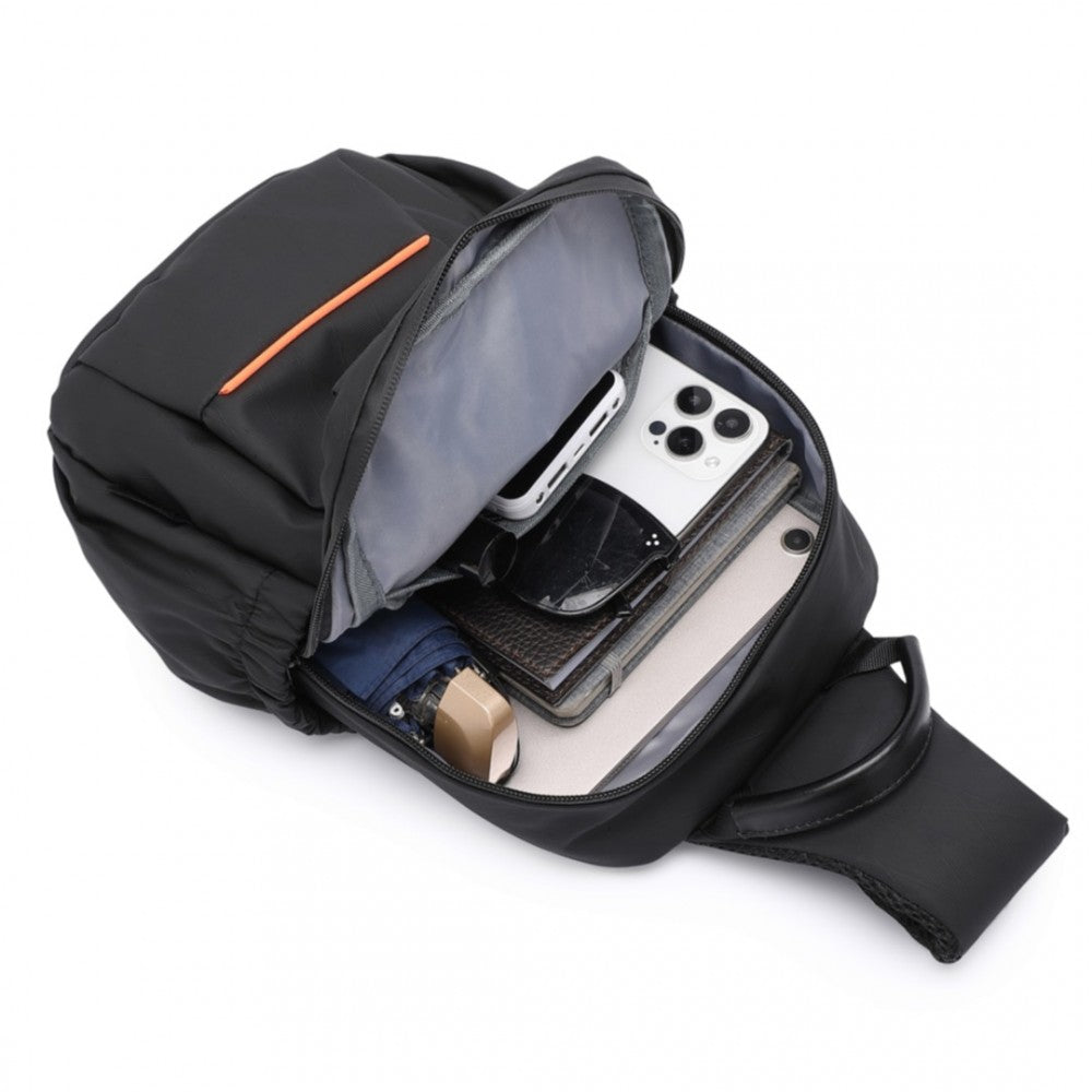 Water resistant ultra-thin lightweight sling chest bag with reflective trim