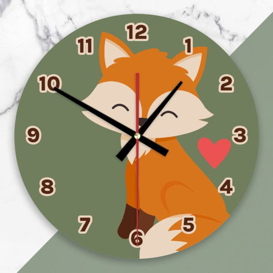 Woodland Fox Wooden Wall Clock