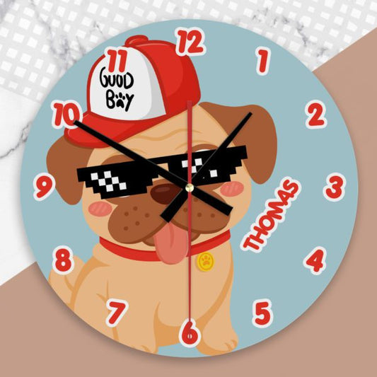 Personalised Pug Life Wooden Clock