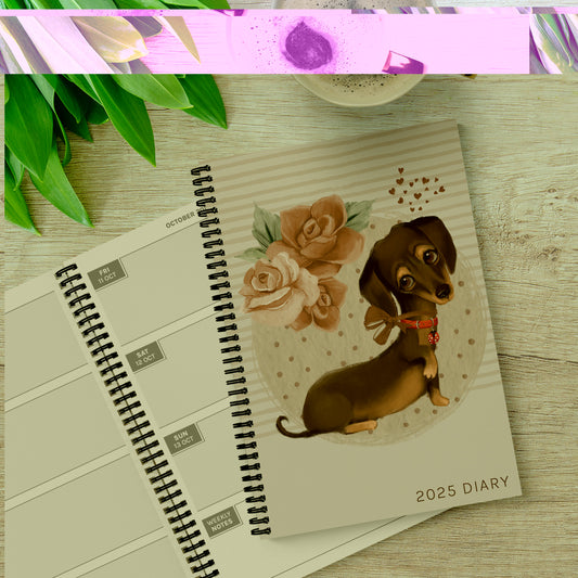 Painted Dachshund 12 Month Diary 2026