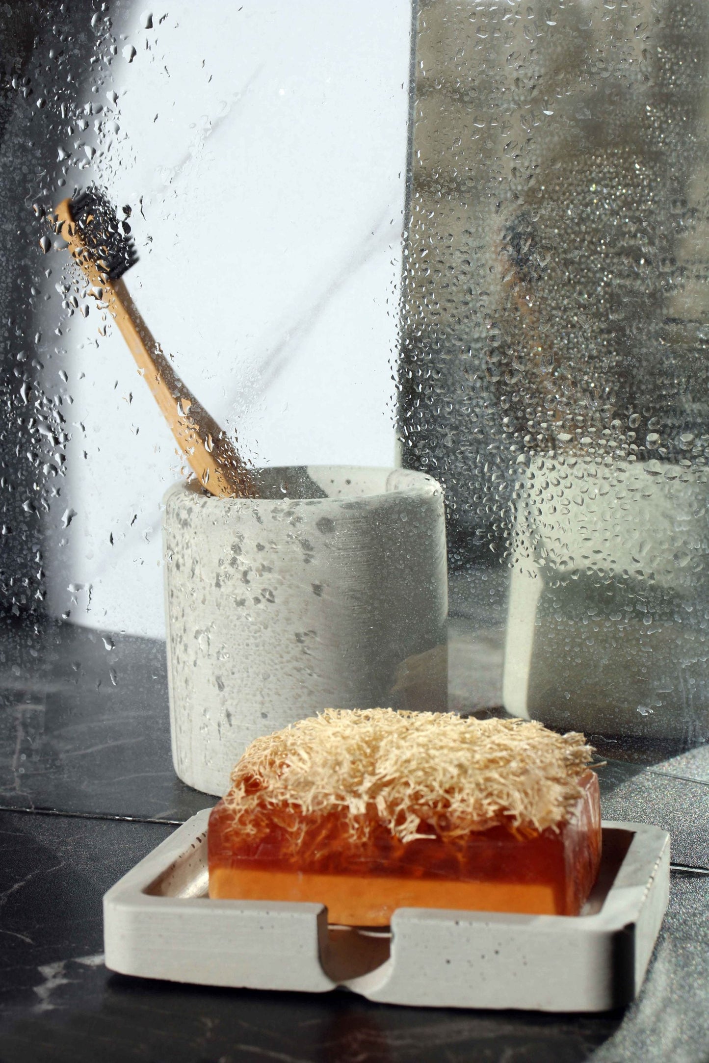 WHITE CONCRETE SOAP HOLDER