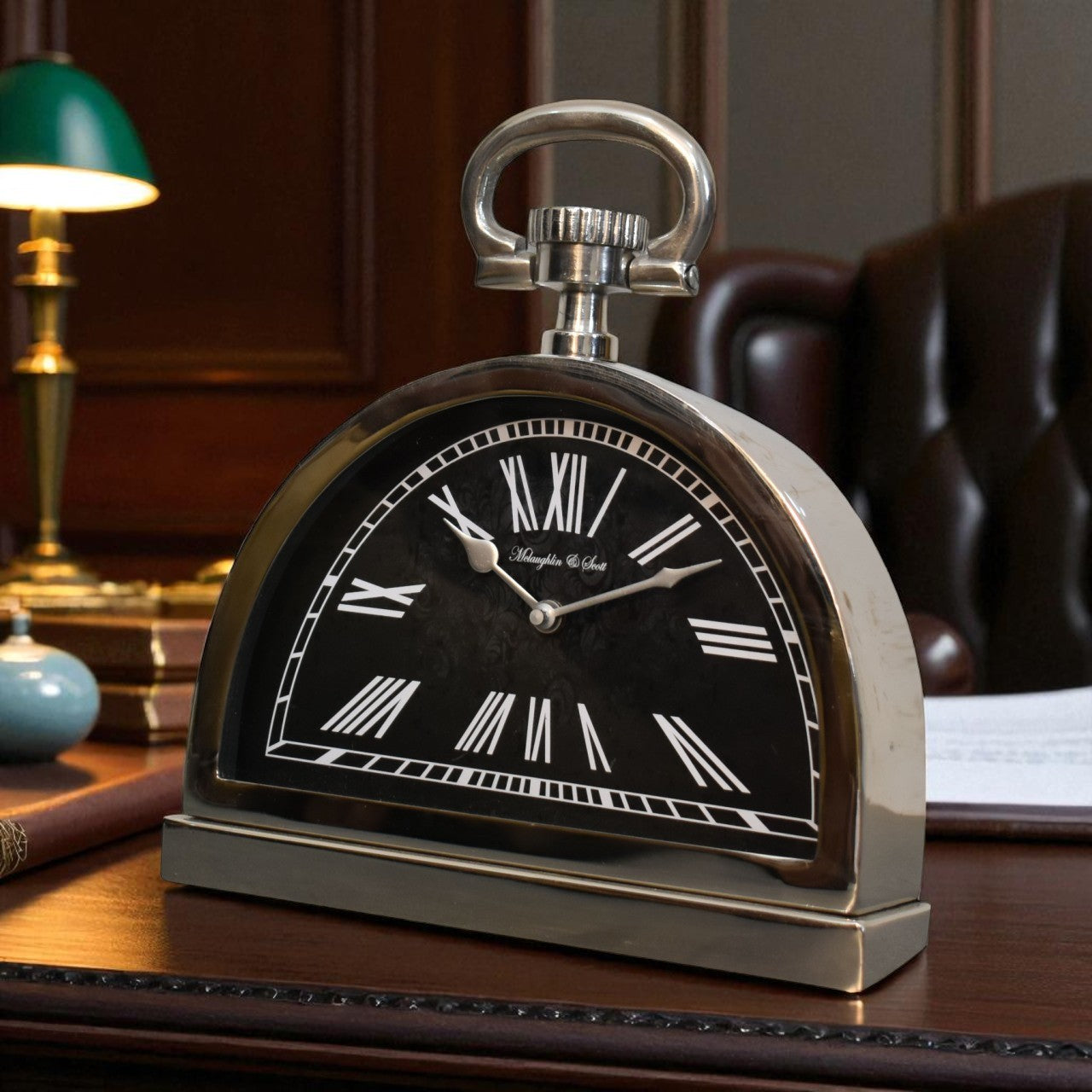 Black and Chrome Table Clock