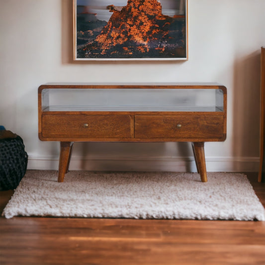 Curved Chestnut Media Unit