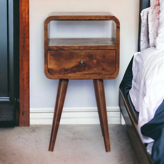 Mini Chestnut Curve Open Bedside