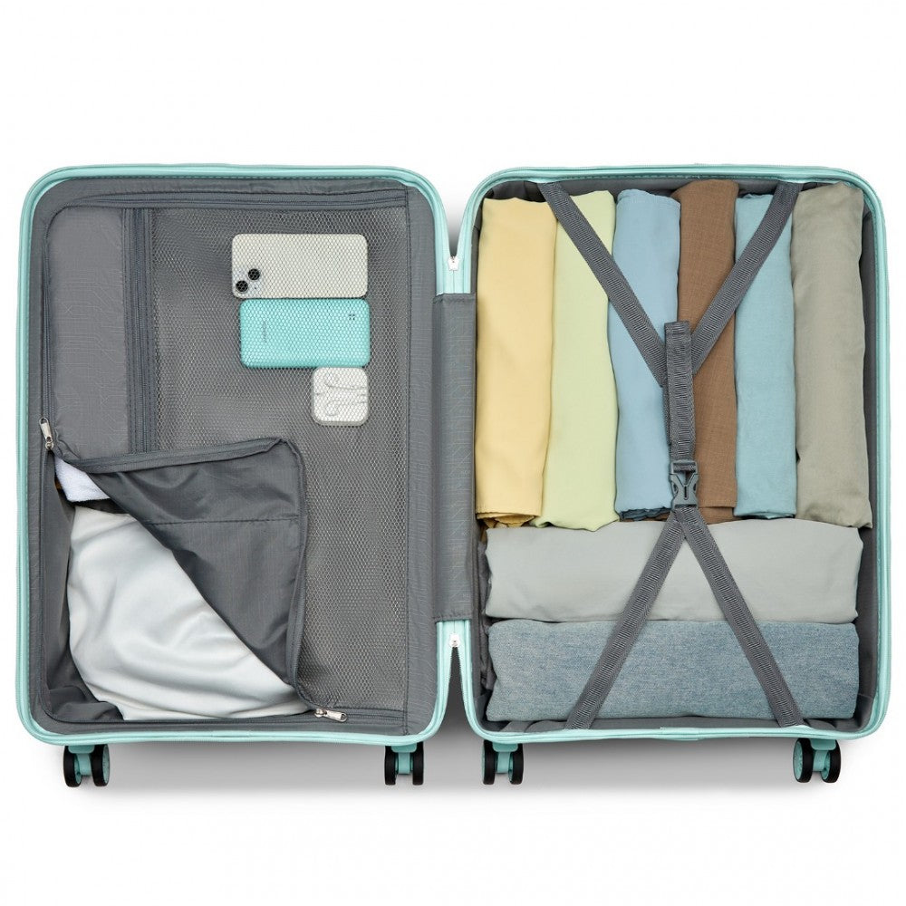 Kono Lightweight Polypropylene Hard Shell 3 Piece Suitcase Set