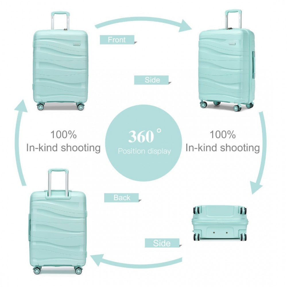 Kono Lightweight Polypropylene Hard Shell 3 Piece Suitcase Set