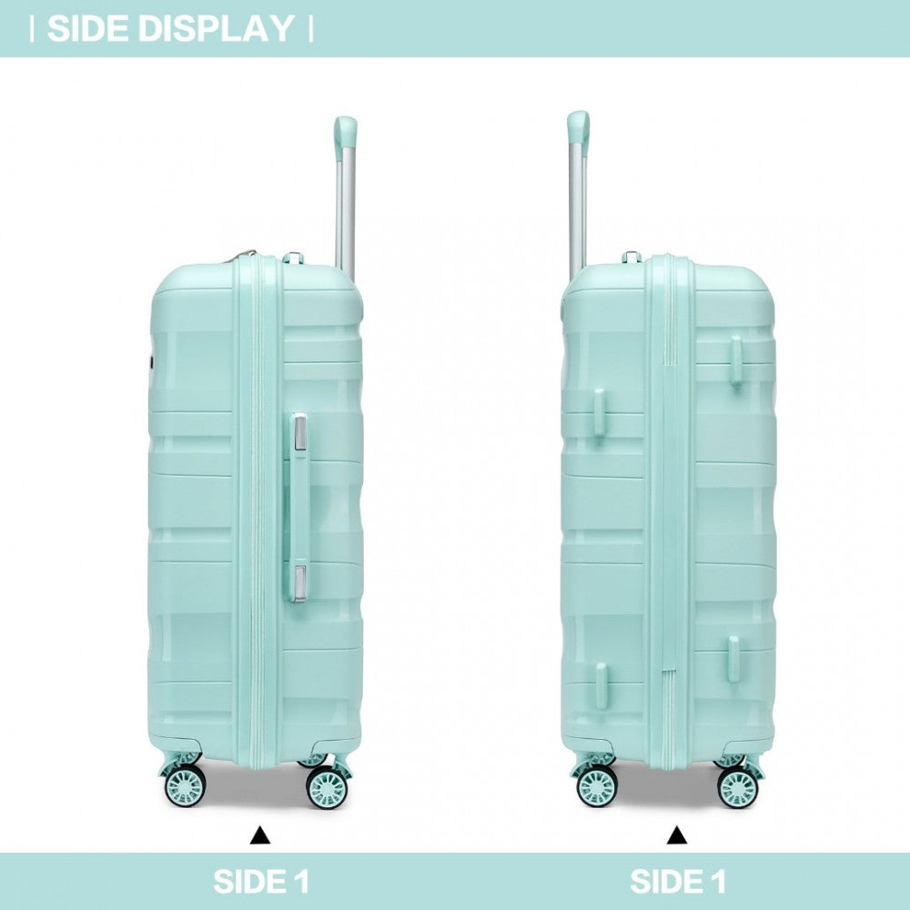 Kono Lightweight Polypropylene Hard Shell 3 Piece Suitcase Set