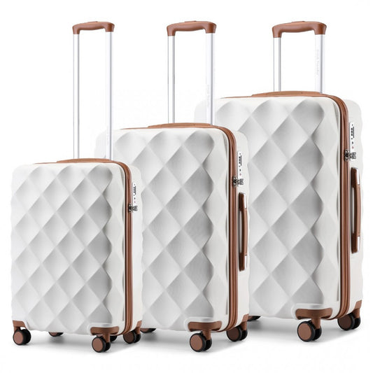 British Traveller Ultralight Abs Luggage Set - Cream