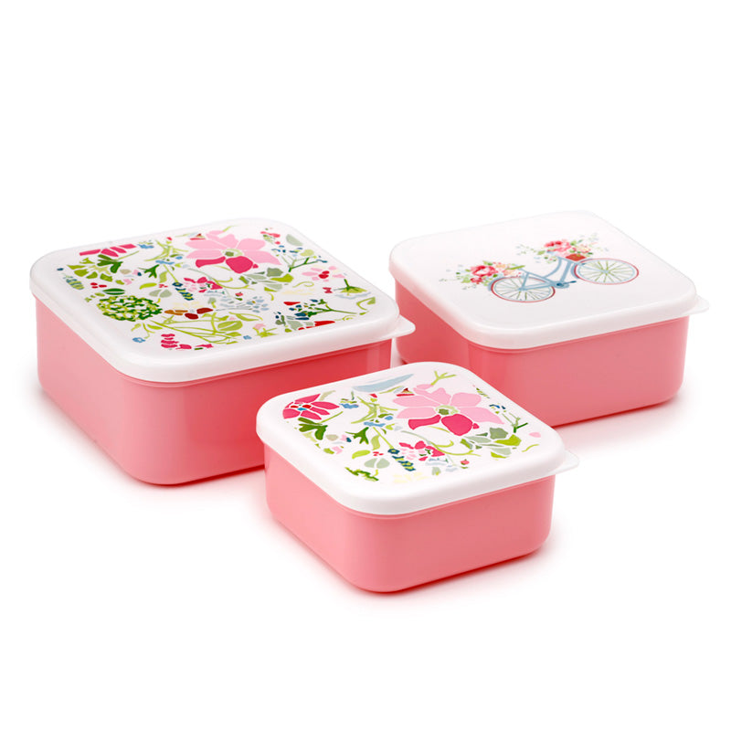 Lunch Boxes Set of 3 (M/L/XL) - Julie Dodsworth Pink Botanical