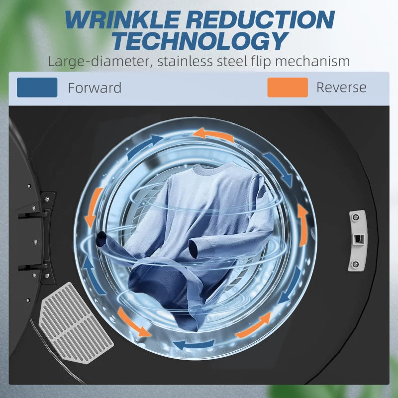 HOMCOM 4kg Compact 40-60℃ Tumble Dryer - Black