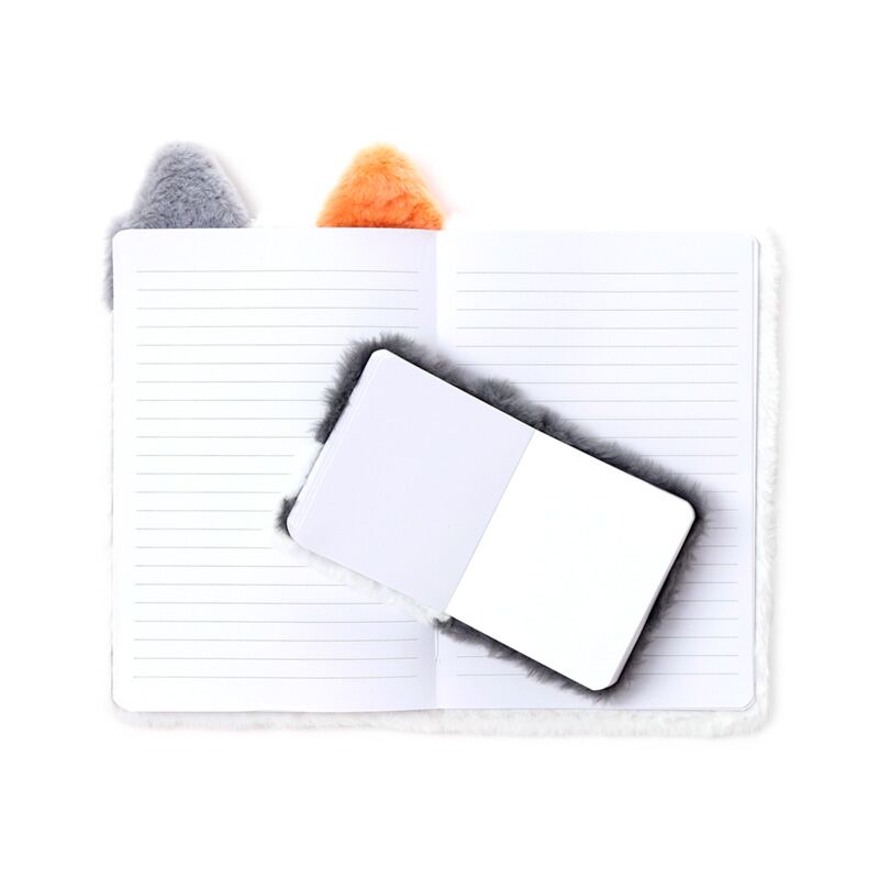 Plush A5 Notebook with Pouch & Mini Notebook - Adoramals Lola the Cat