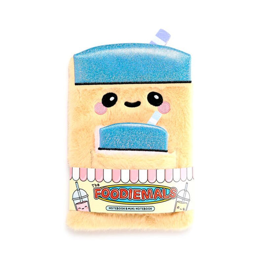 Plush A5 Notebook with Pouch & Mini Notebook - Foodiemas Bubble Tea
