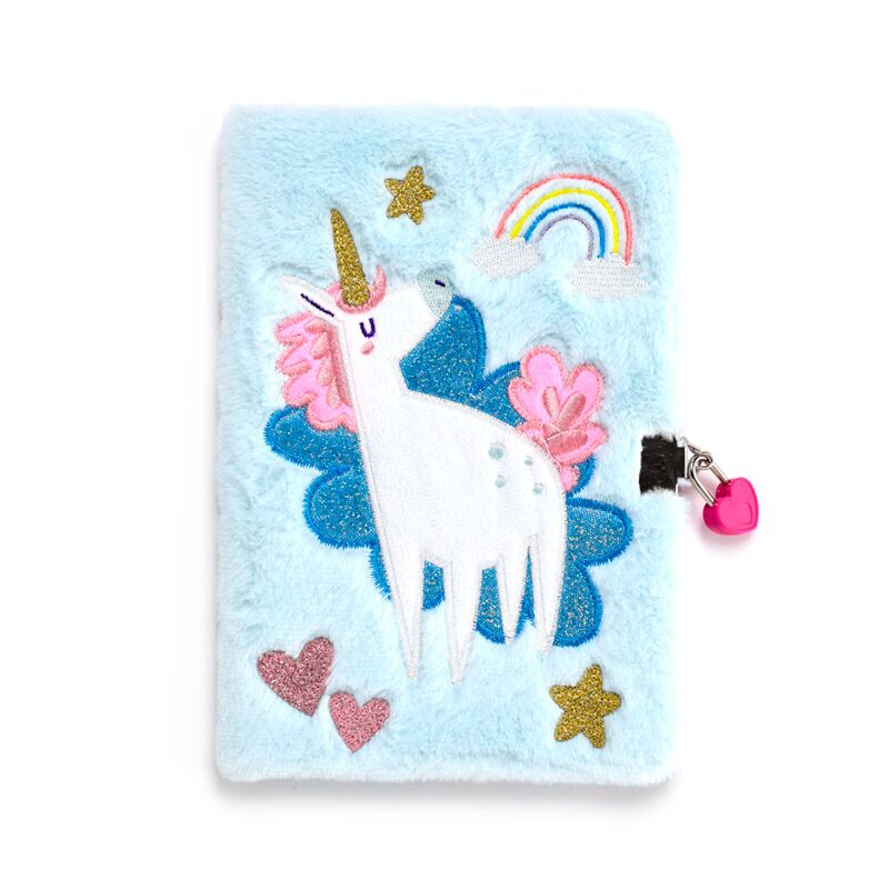 Plush A5 Notebook with Padlock - Unicorn Magic