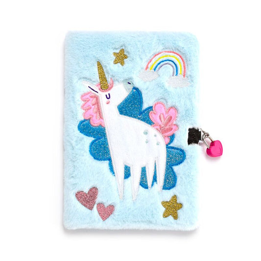 Plush A5 Notebook with Padlock - Unicorn Magic
