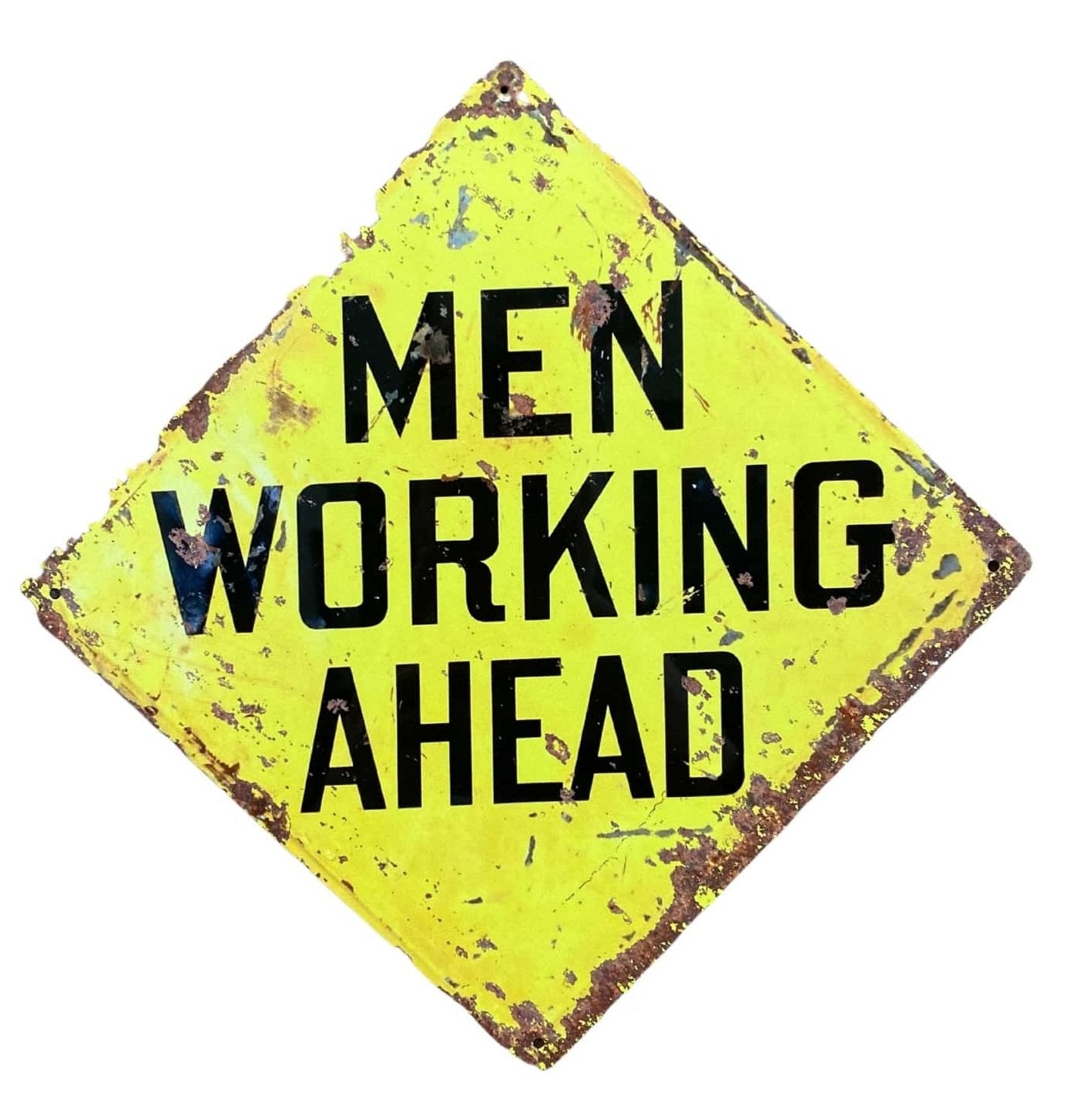 Metal Square Wall Sign - Men At Work