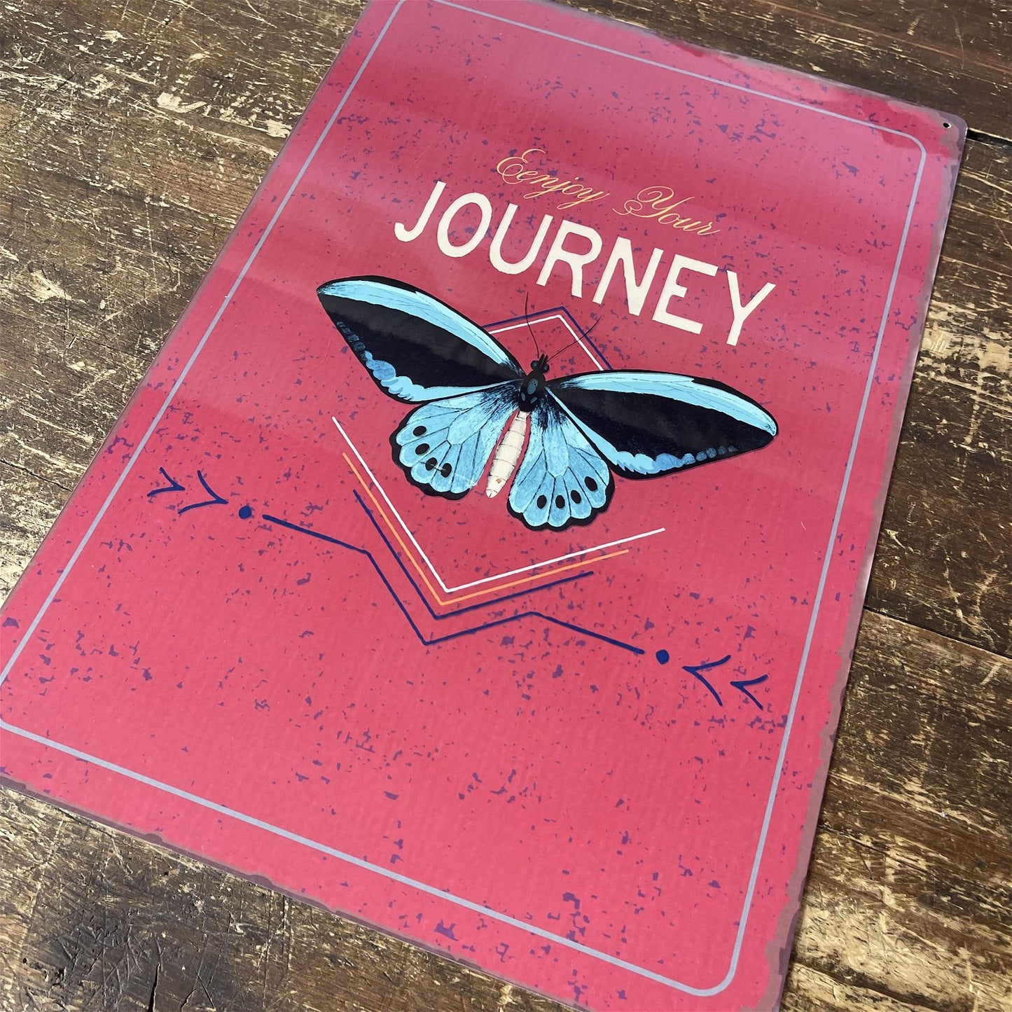 Vintage Metal Sign - Enjoy Your Journey Butterfly Design