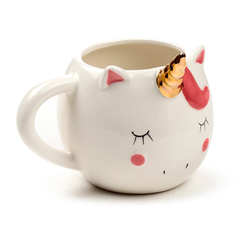 Novelty Shaped Ceramic Mug - Enchanted Rainbows White Unicorn