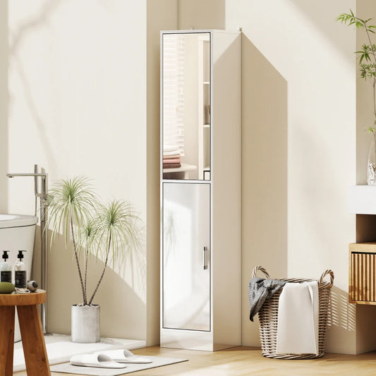 kleankin Tall Bathroom Cabinet with Mirror