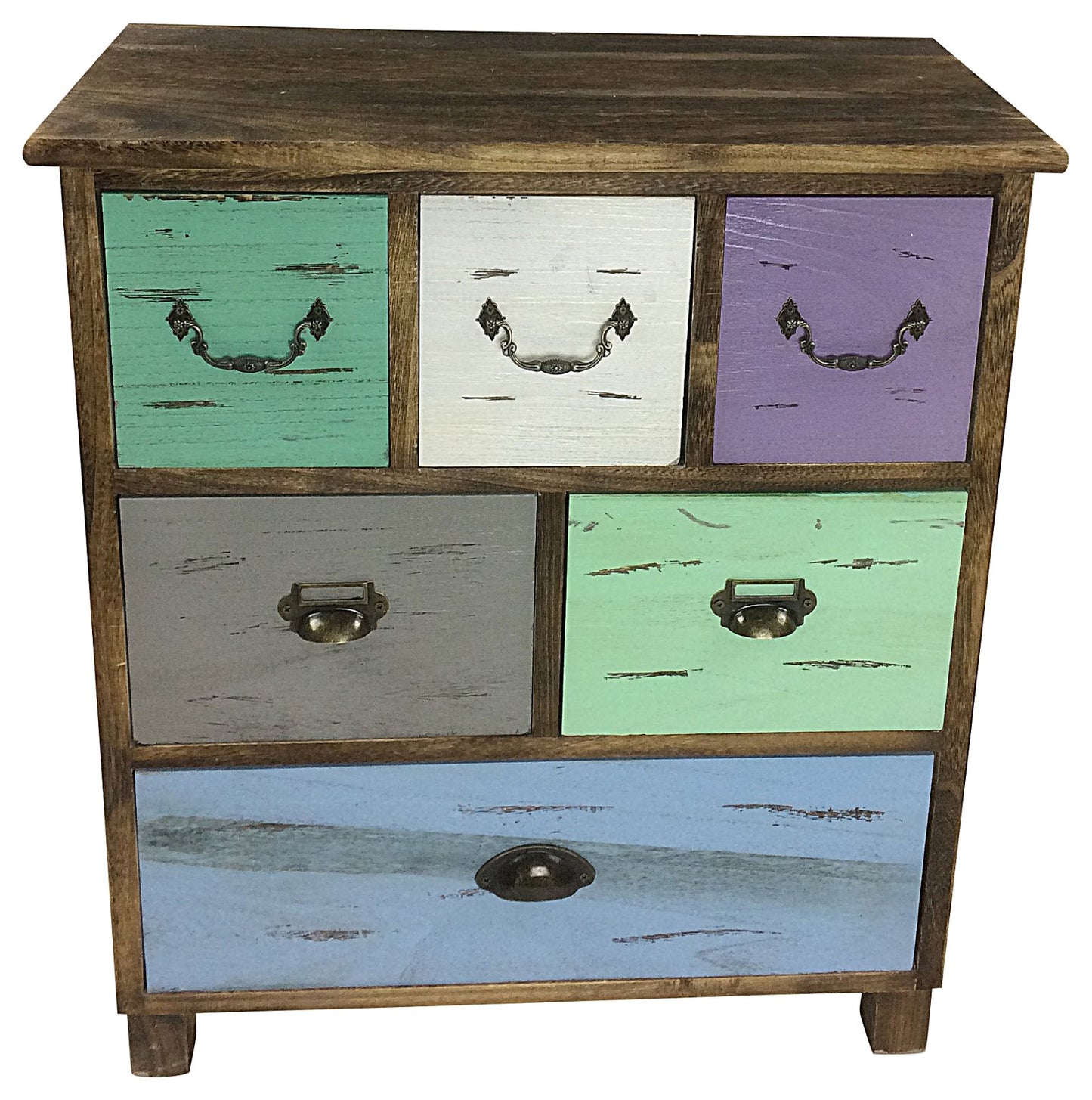 Wooden Storage Cabinet With 6 Drawers 69cm