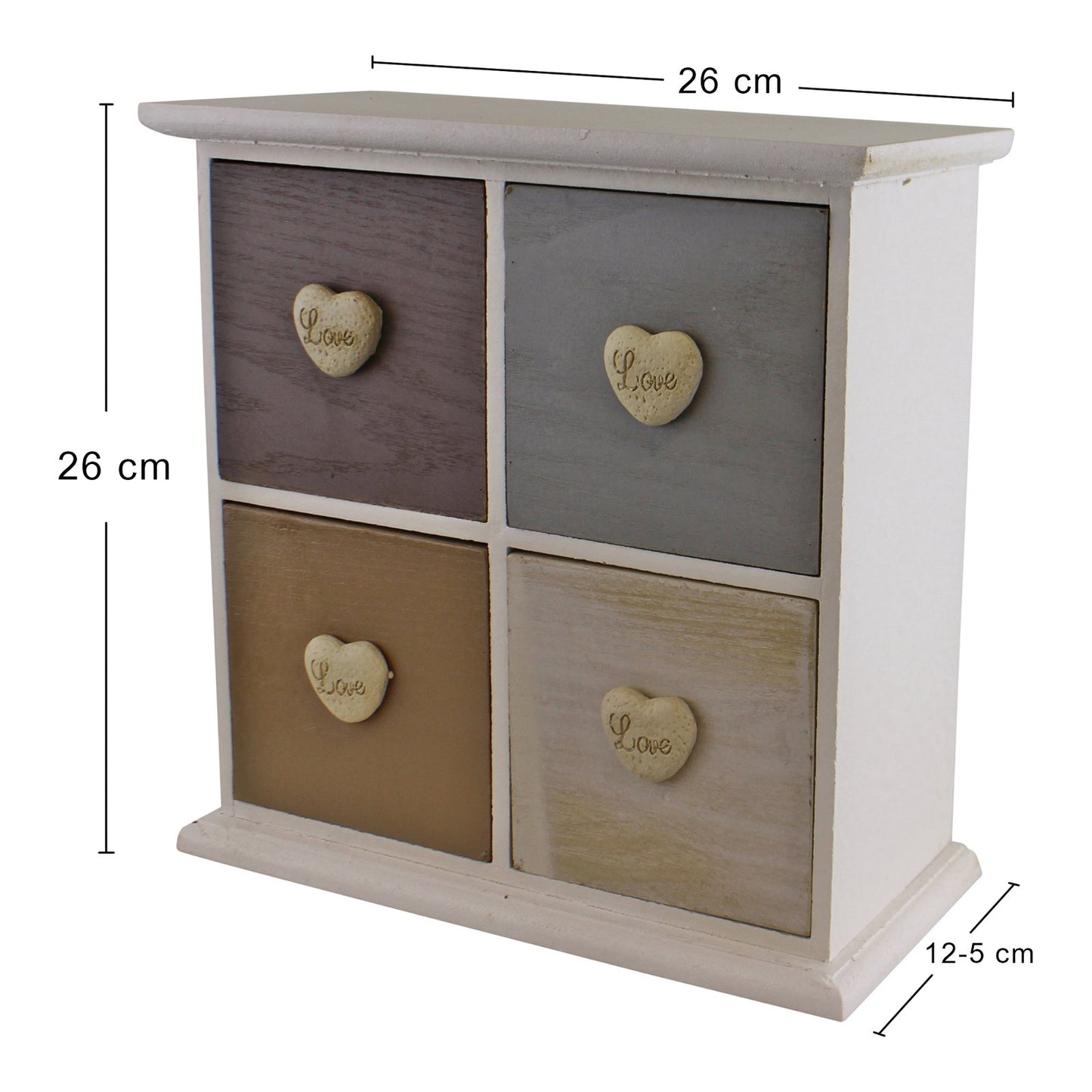 White & Neutral Coloured Love Heart Trinket Drawers