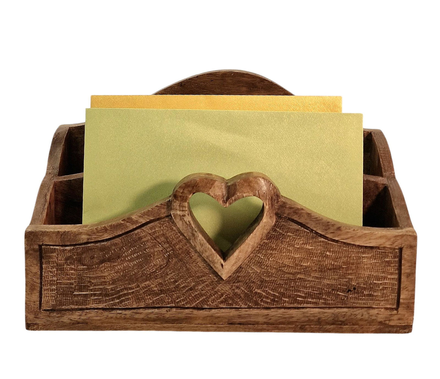 Mango Wood Letter Rack with Heart Design